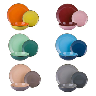 Servizio 18 piatti colorati – Double in stoneware